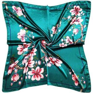Elegant Satin Floral Scarf for Women Satin Printed Bandana for Hair Wrapping